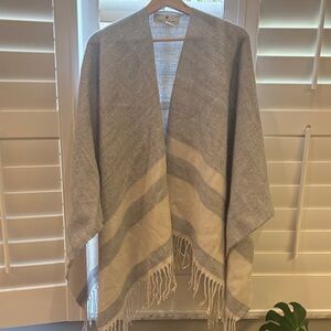 Gray and Cream Striped Shawl